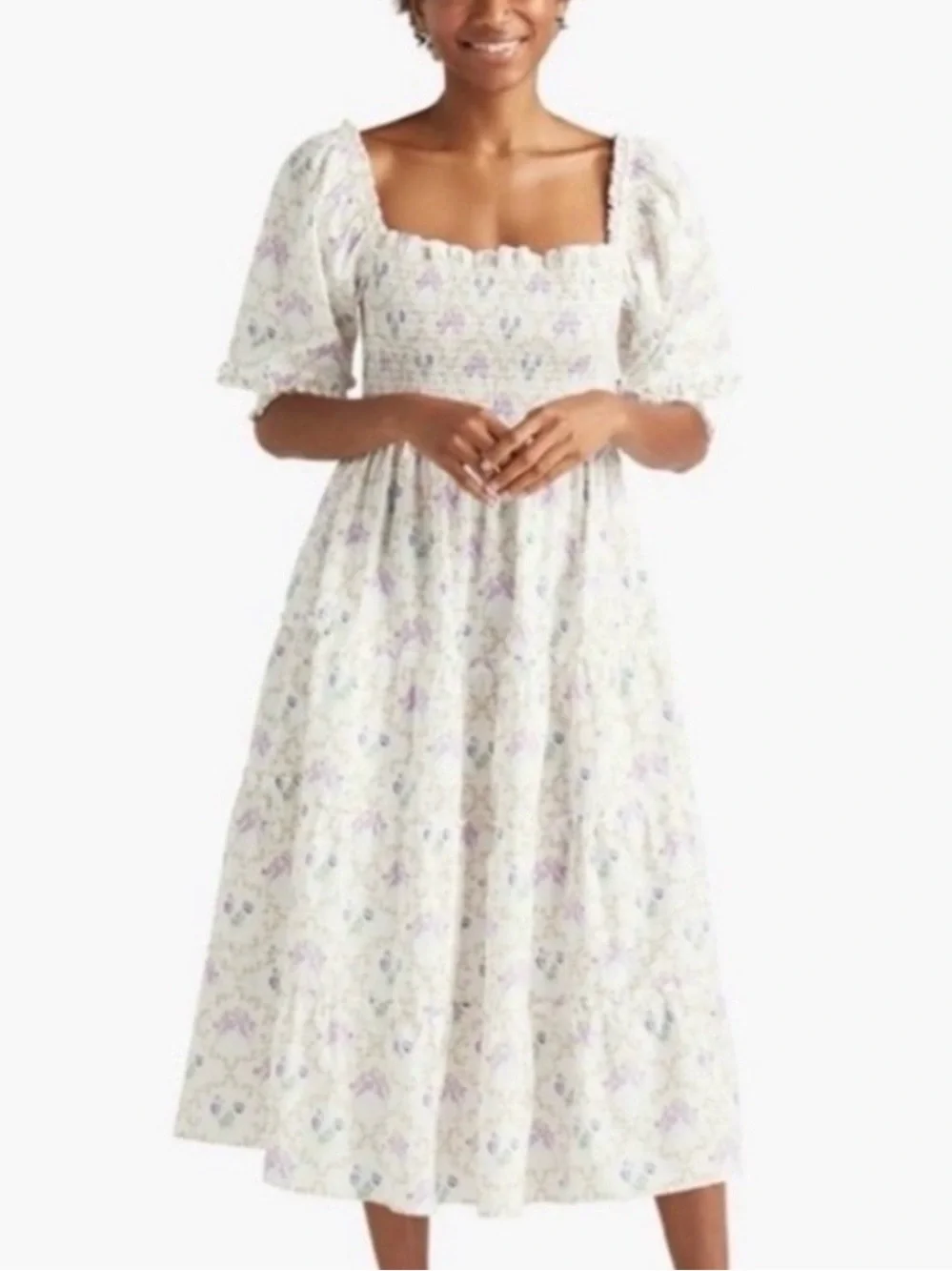 Hill House x Bridgerton x Phenomenal Nesli Nap Dress Whistledown Trellis Sz M - Picture 2 of 10